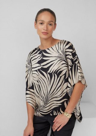 s.Oliver Fließende Poncho-Bluse aus Satin - schwarz s.Oliver Fließende Poncho-Bluse aus Satin - schwarz